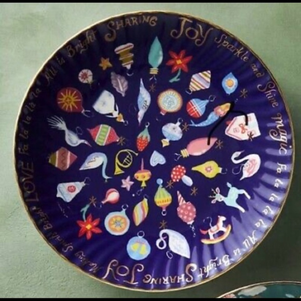 New🌟Anthropologie-Danielle Kroll Making Spirits Bright Dessert Plate